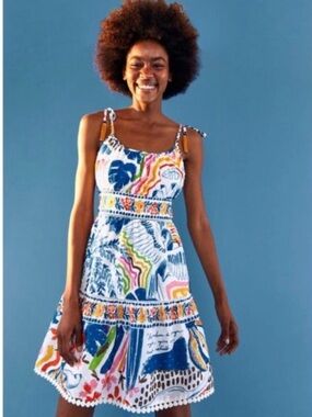 FARM Rio Multicolor Printed Mini Dress with Tie Straps